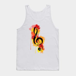 Watercolor Treble Clef Tank Top